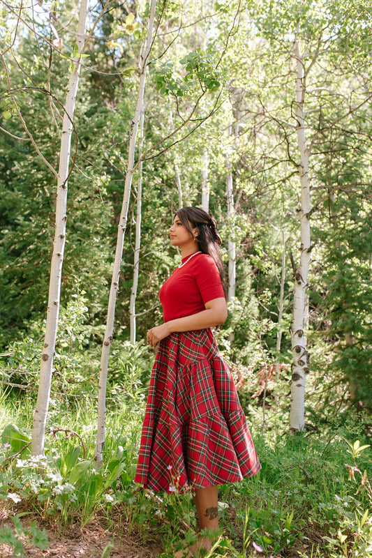Madonna Skirt in Red Plaid