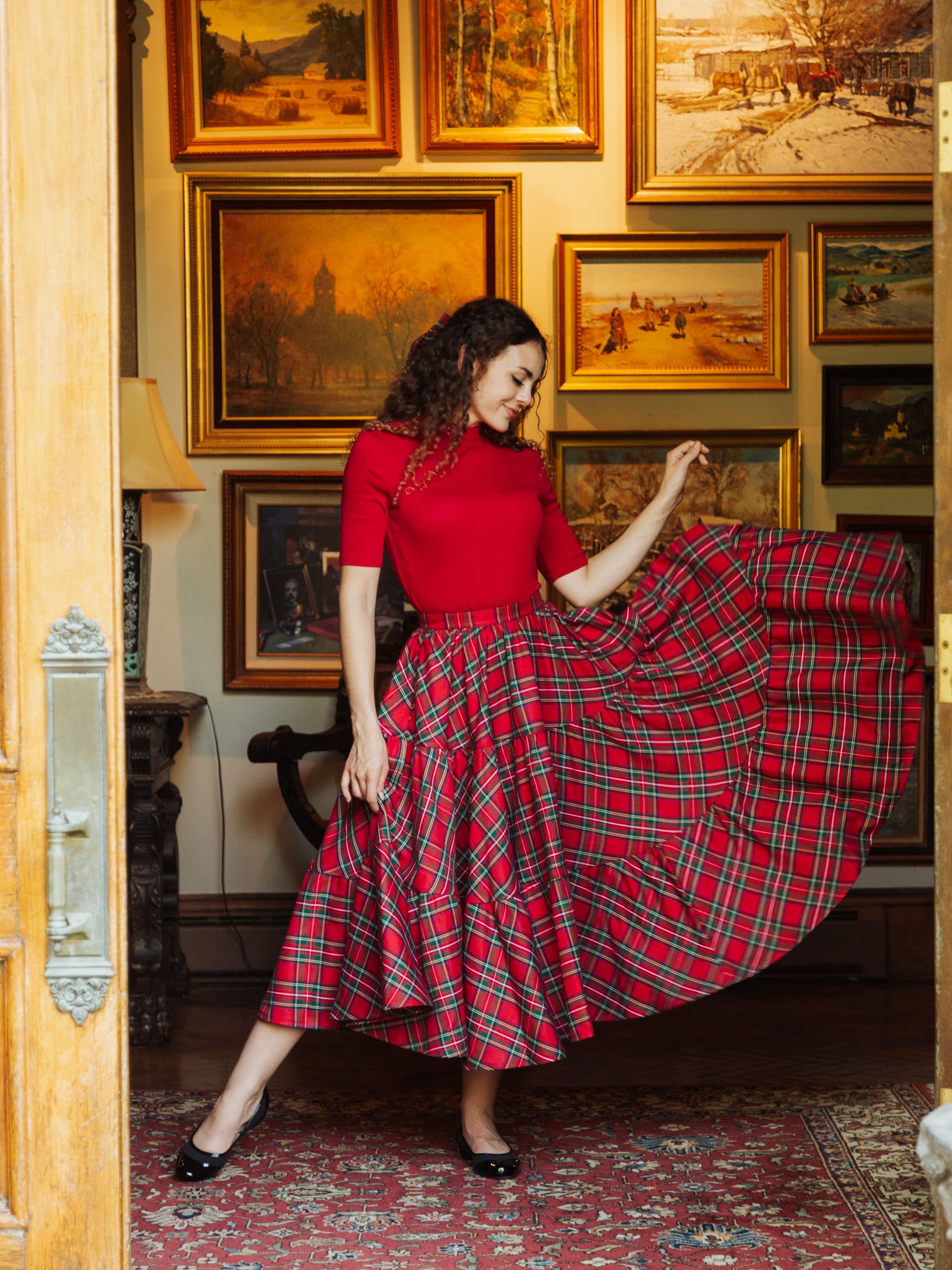 PRE ORDER The Madonna Skirt in Holiday Plaid