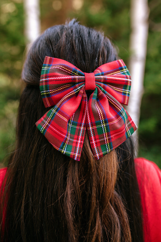 Hair Bow in Red Plaid