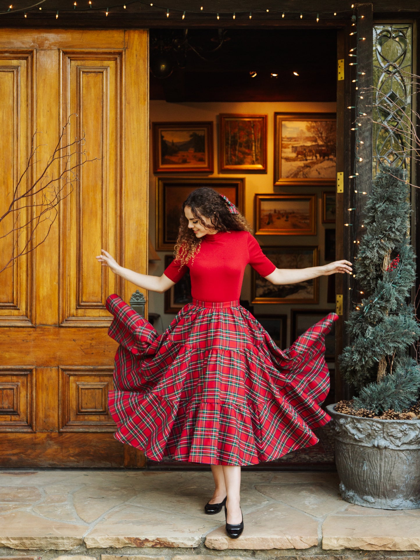 Madonna Skirt in Red Plaid