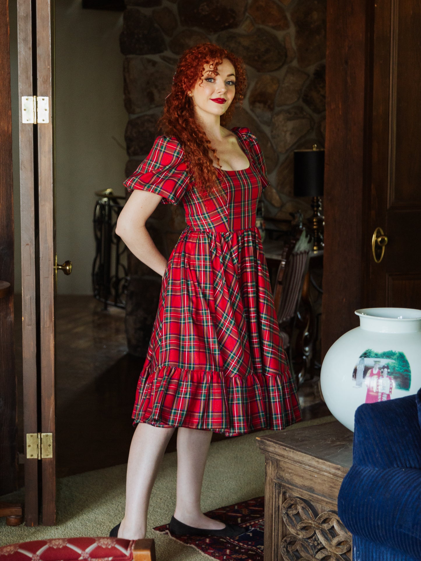 Novella Dress in Red Plaid