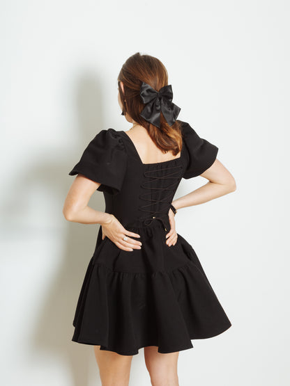 Princess Puff Dress in Odile Black