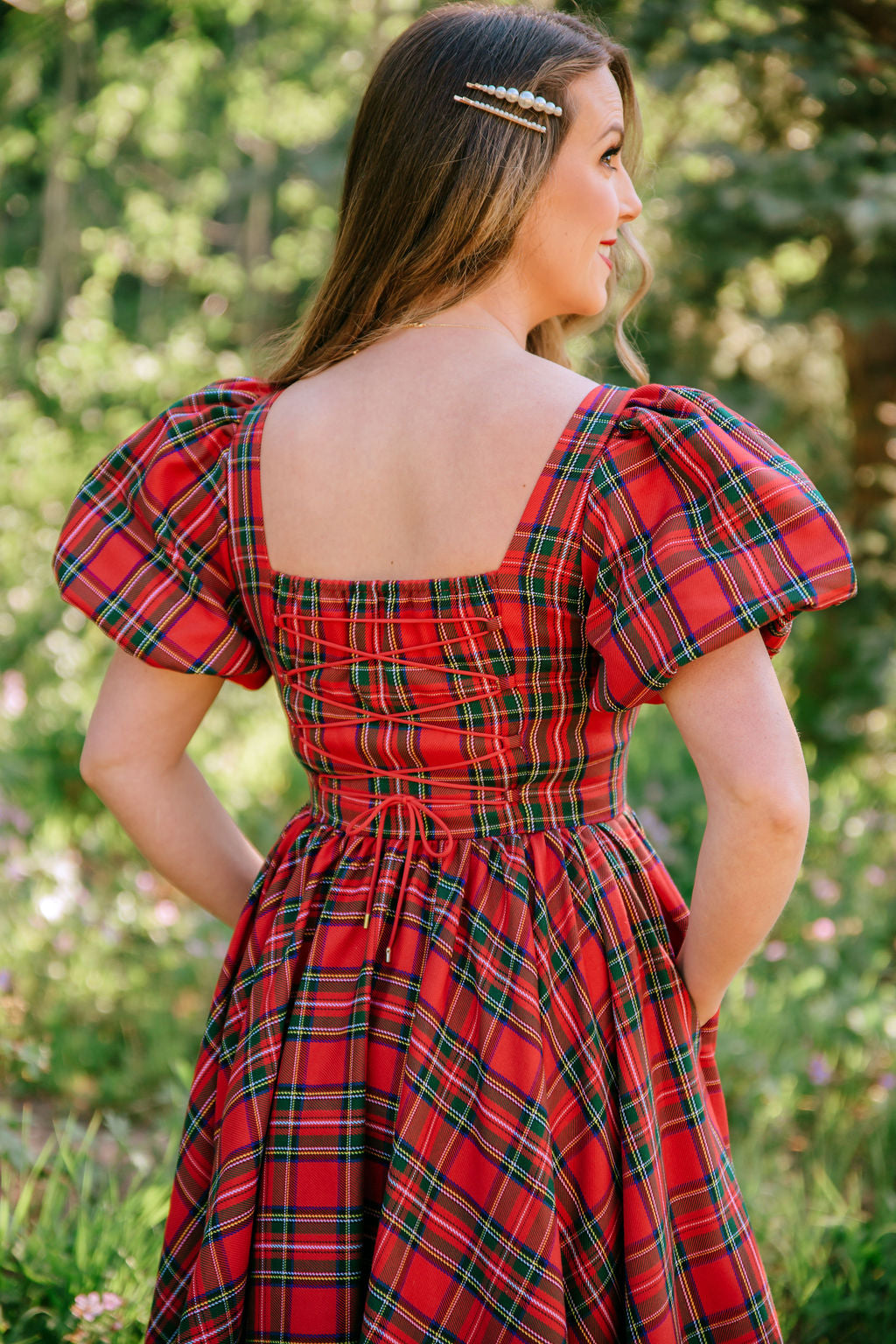 The Novella Dress in Red Plaid Women's Dresses - Main Image