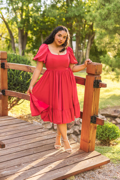Novella Dress in Ruby Red