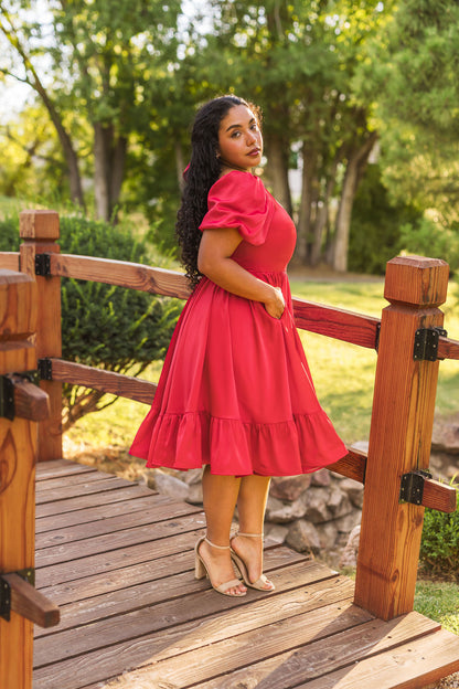 Novella Dress in Ruby Red