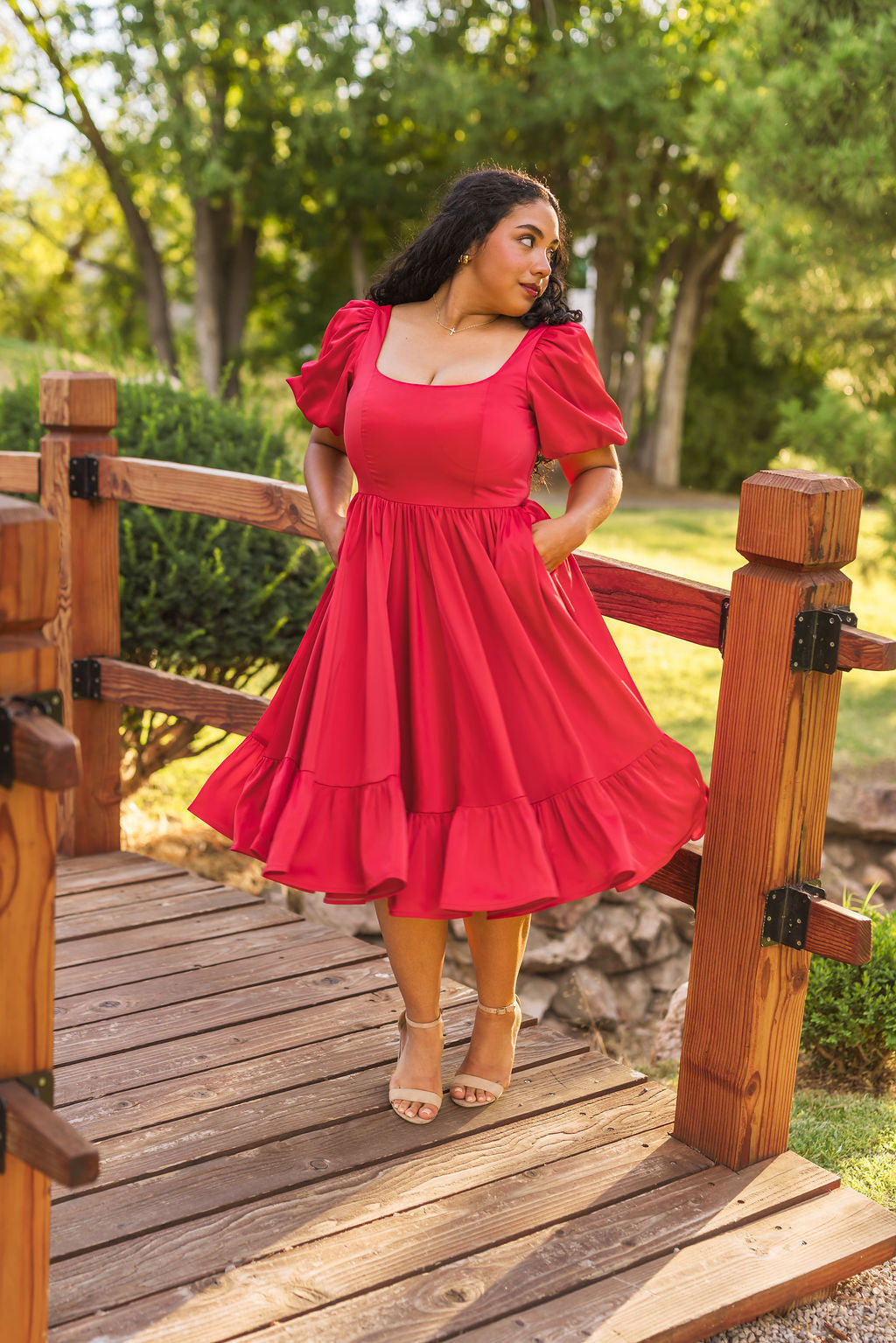 Novella Dress in Ruby Red