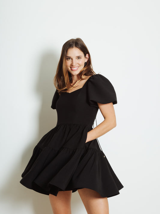 Princess Puff Dress in Odile Black