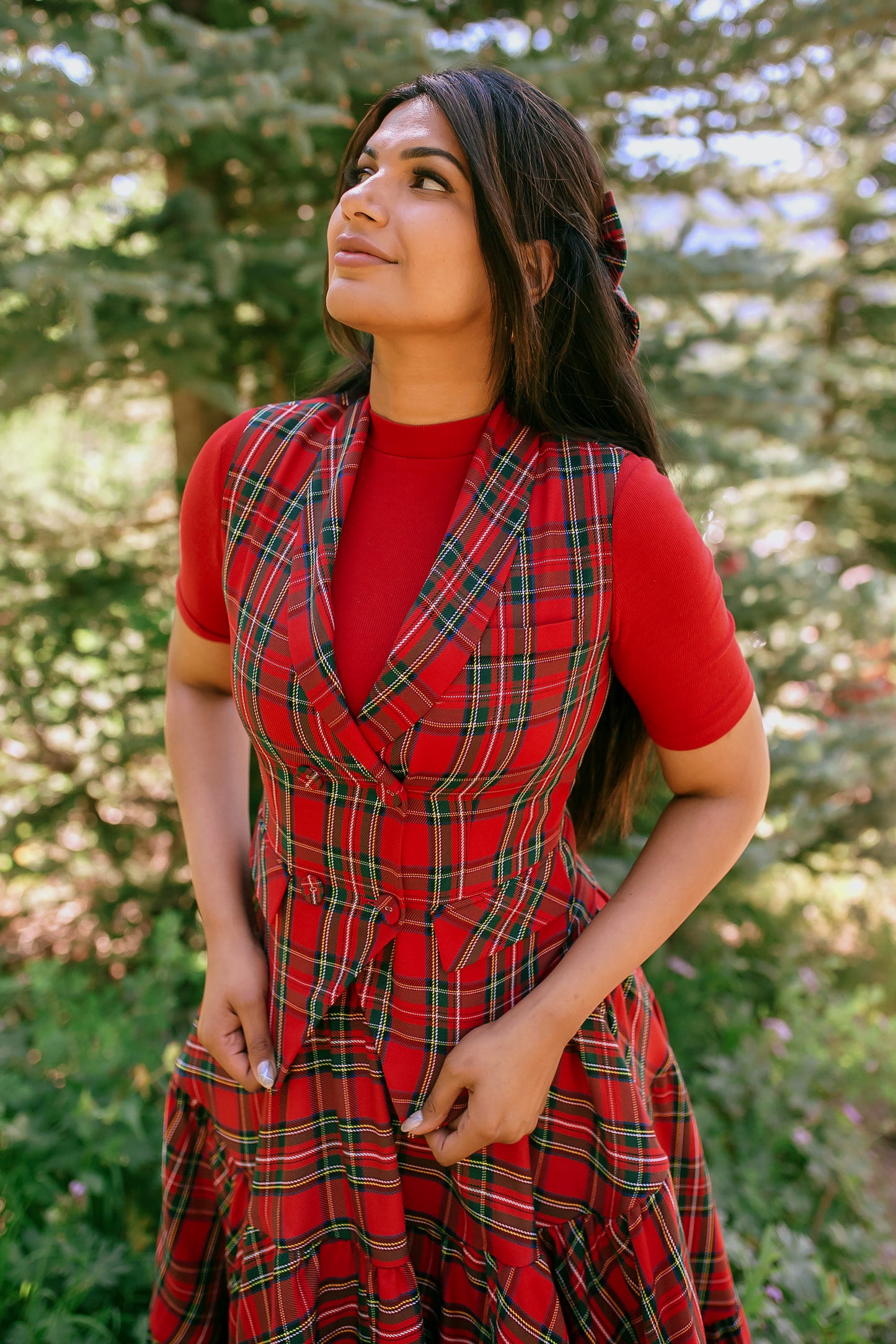 Vest in Holiday Plaid