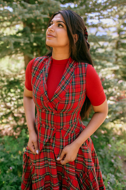 Vest in Holiday Plaid