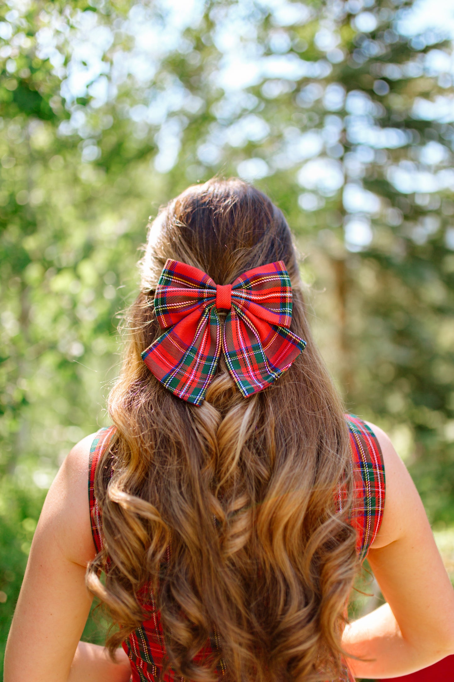 Hair bow in Holiday Plaid