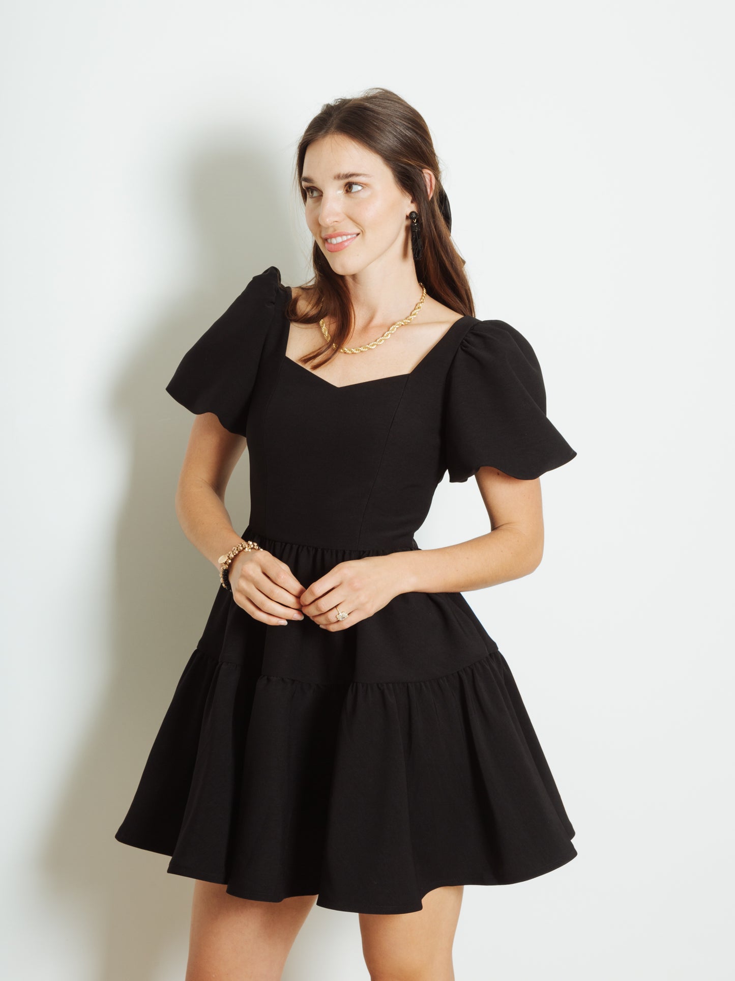 Princess Puff Dress in Odile Black