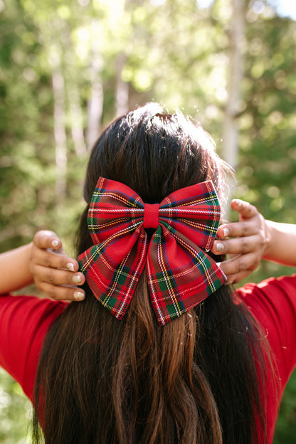 Hair bow in Holiday Plaid