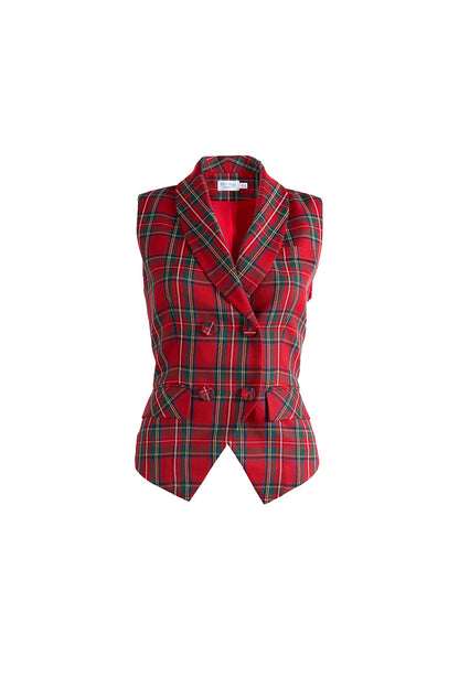 Vest in Holiday Plaid