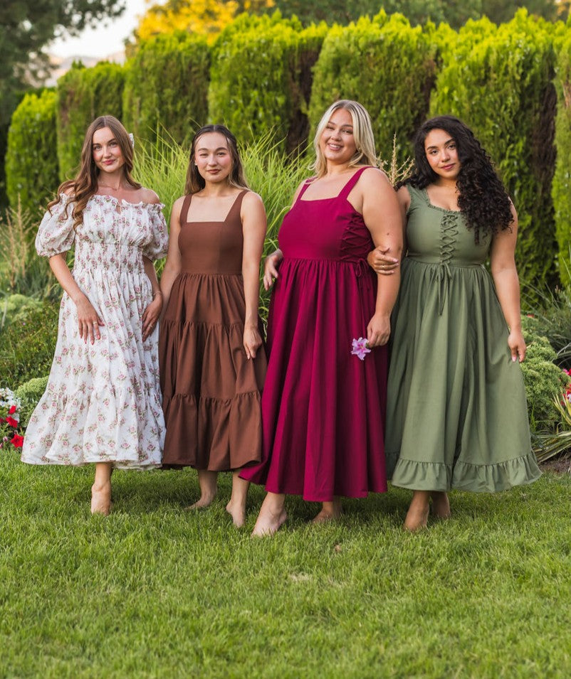 Twirl through meadows and markets in dresses that blend storybook whimsy with everyday ease.