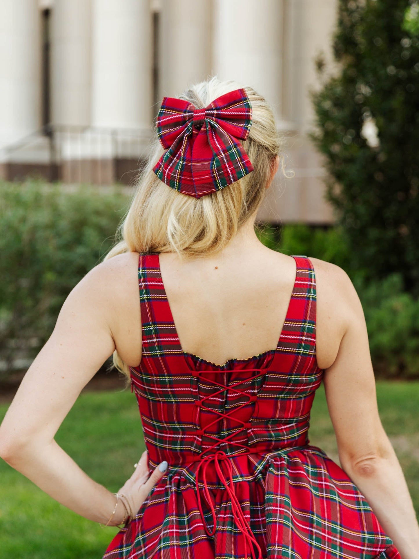 Hair bow in Holiday Plaid