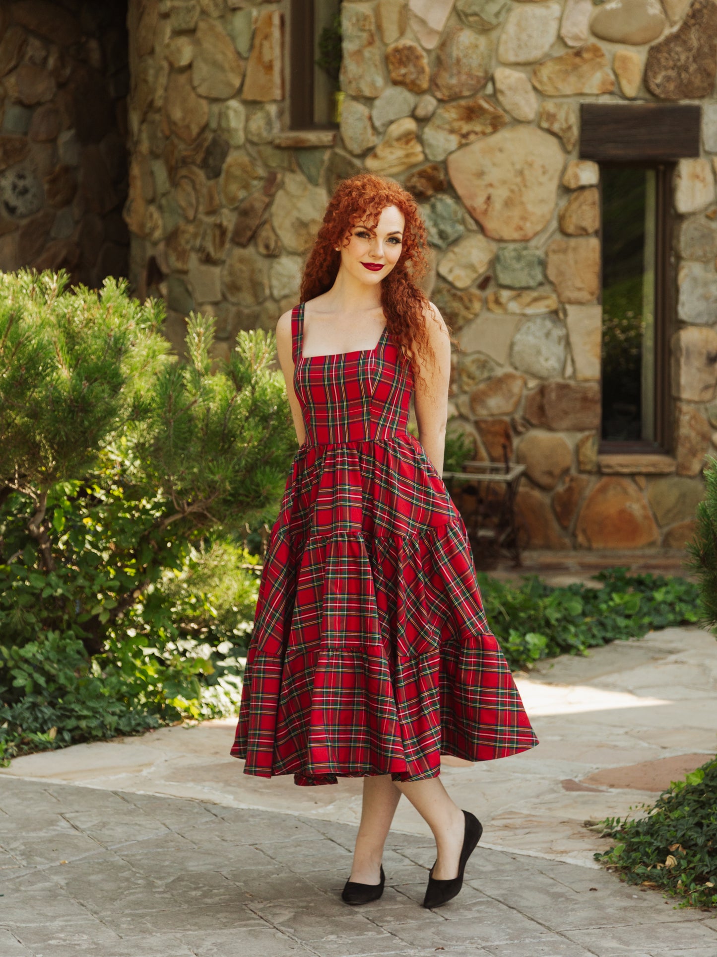 Madonna Dress in Holiday Plaid