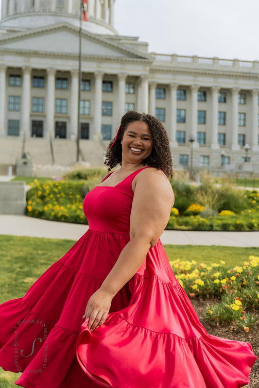 Madonna Dress in Ruby Red