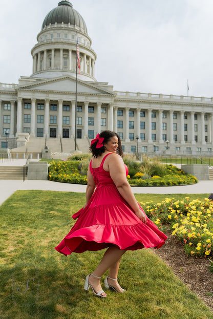 Madonna Dress in Ruby Red