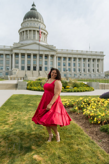 Madonna Dress in Ruby Red