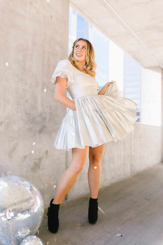 **PRE-ORDER ONLY** The Princess Puff Dress - Deluxe - in Silver