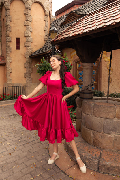 Madonna Dress in Ruby Red