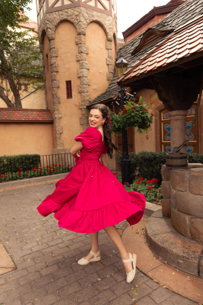 Madonna Dress in Ruby Red