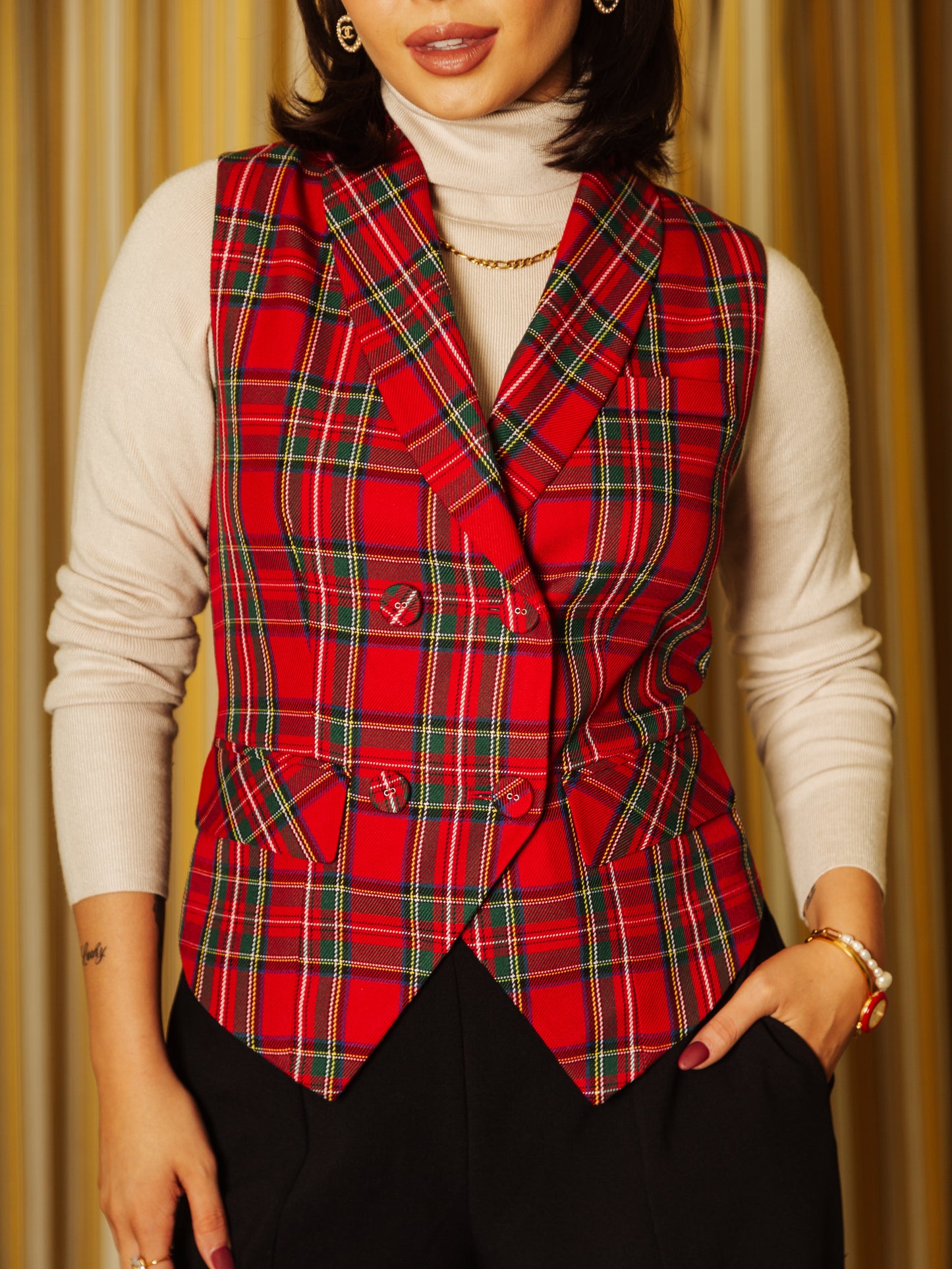 Vest in Holiday Plaid