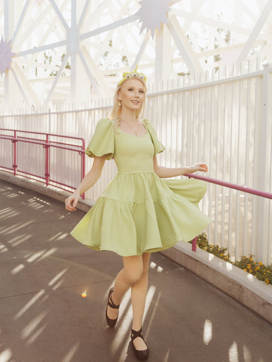 Princess Puff Dress in Pixie Green