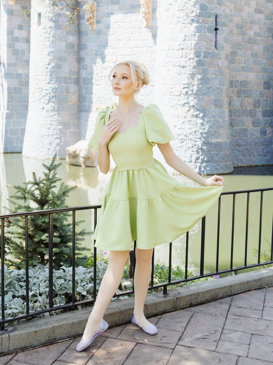 Princess Puff Dress in Pixie Green