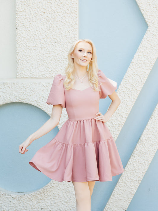 Princess Puff Dress in Rosie Pink