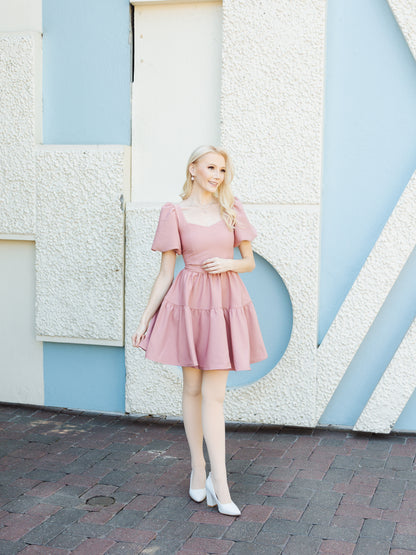 Princess Puff Dress in Rosie Pink