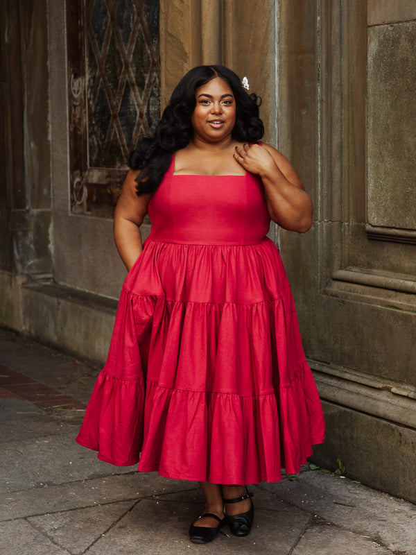 Madonna Midi Dress in Poppy