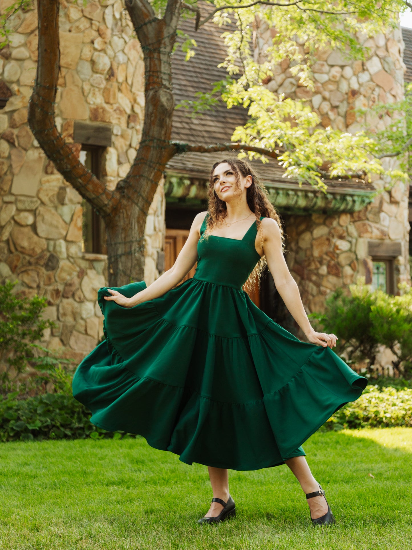 Madonna Dress in Evergreen