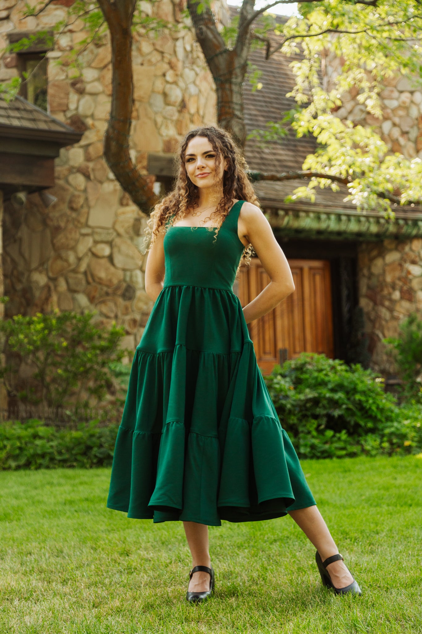 Madonna Dress in Evergreen