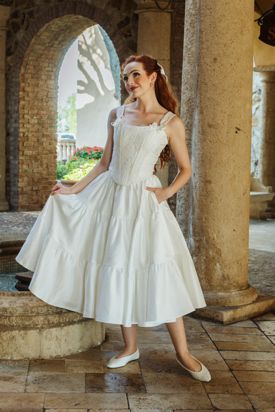 madonna white dress Bridal Skirt fashion women dress Kasey Ruched Mesh Pearl Our stunning Light Ivory Neckline:V-neck