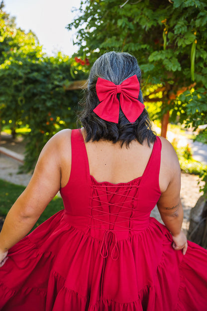 Hair Bow in Poppy Red
