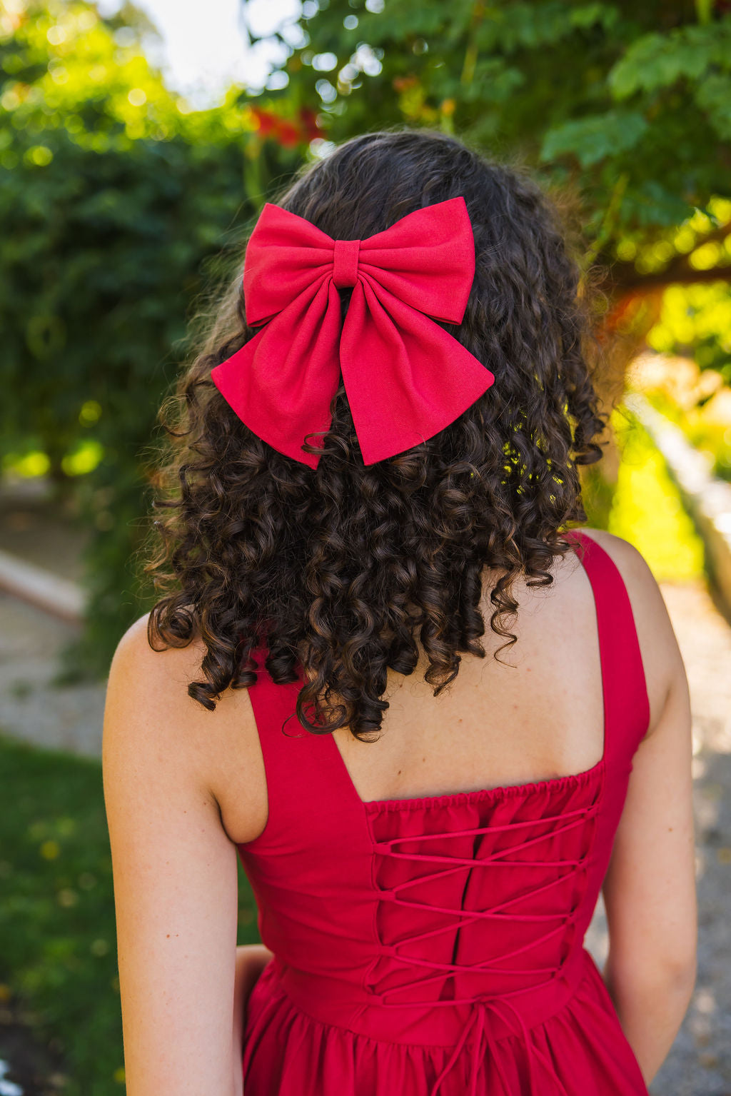 Hair Bow in Poppy Red