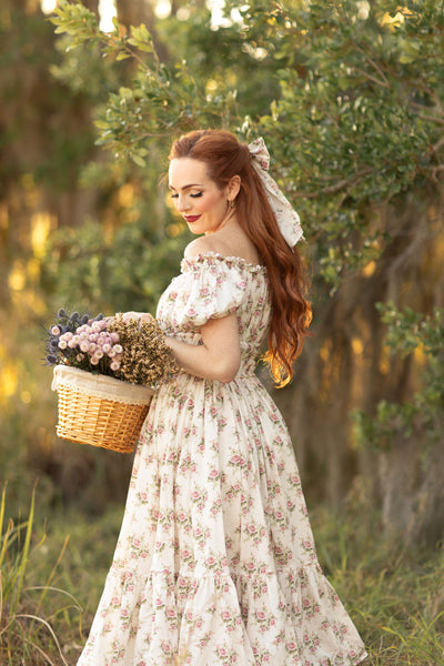 spring flower dresses The Posey Dress in The Cottagecore Collection Floral / 16/18 NewProduct Yellow Floral A friend put on Color:speckled petal