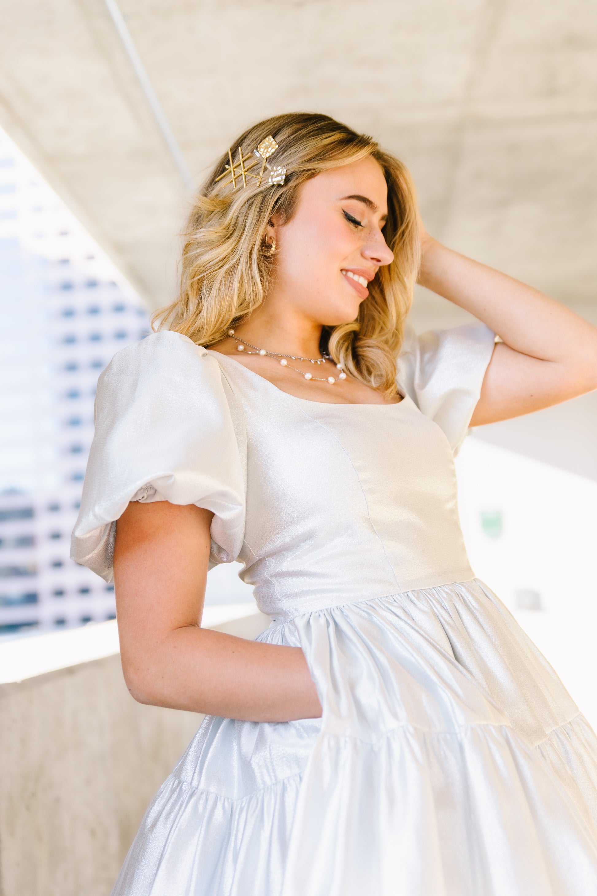 silver puff dress Princess Puff Dress - Deluxe - in Silver | Whimsically Feminine Timeless Twirly-Worthy Dresses & Hair Bows